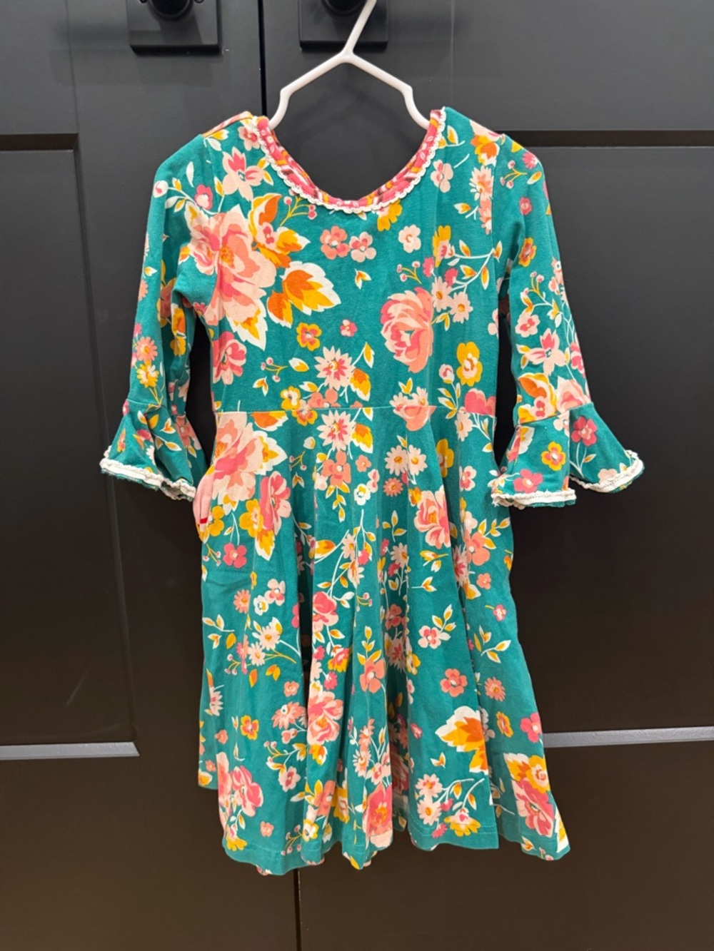 Wildflowers Teal Floral Dress with Pink & Yellow Blooms